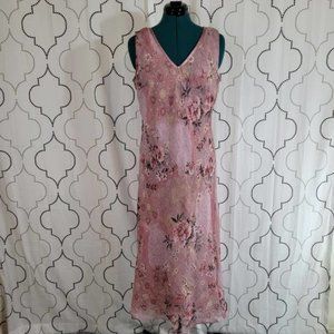 Vintage Vanessa Stevens Pink Floral Dress - Size 10